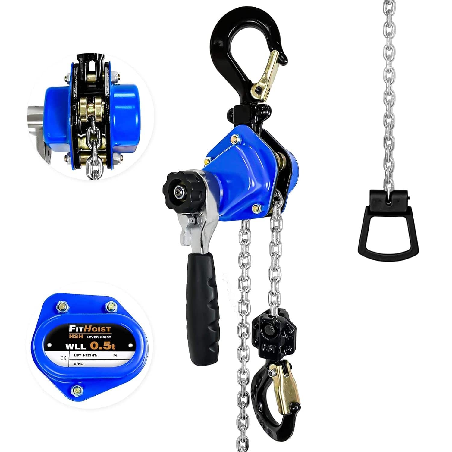 FITHOIST 1/2 ton mini lever chain hoist with 10 ft G80 chain
