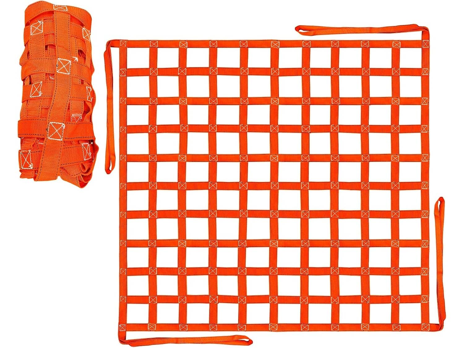 Orange FITHOIST cargo lifting net with four lifting loops